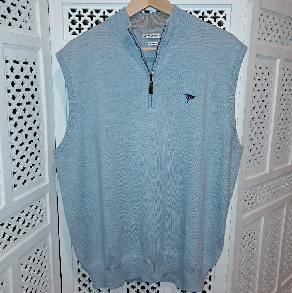 Peter Millar Merino Wool Golf Vest baby blue XL NEVER WORN